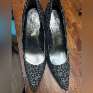 Leopard print stiletto heels